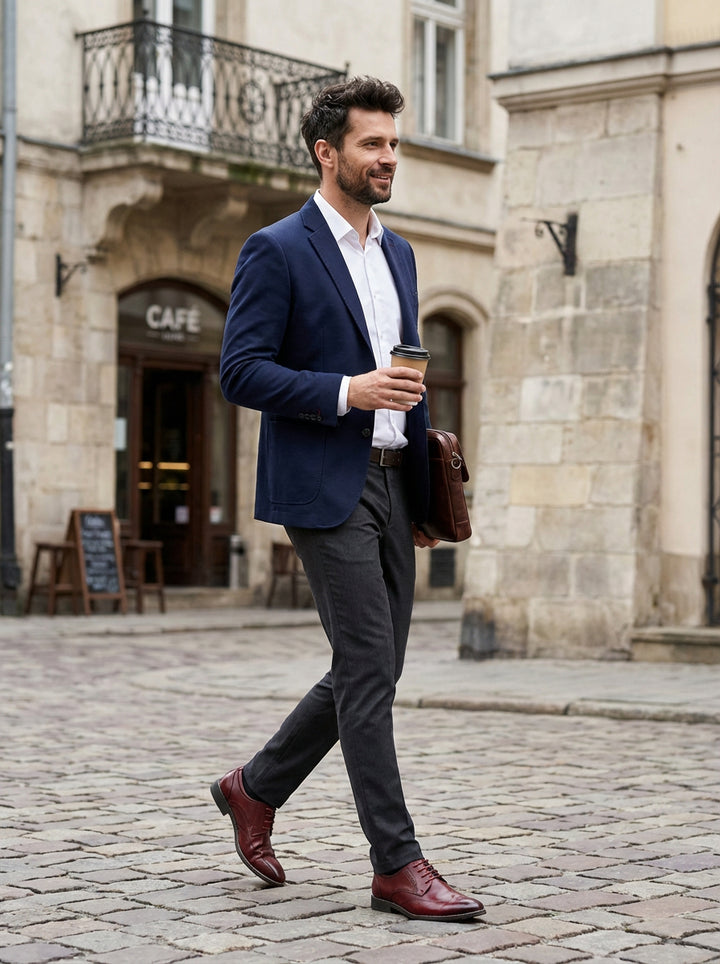 Eleganckie Półbuty Męskie | Klasyczny Oxford | Skórzany Wygląd