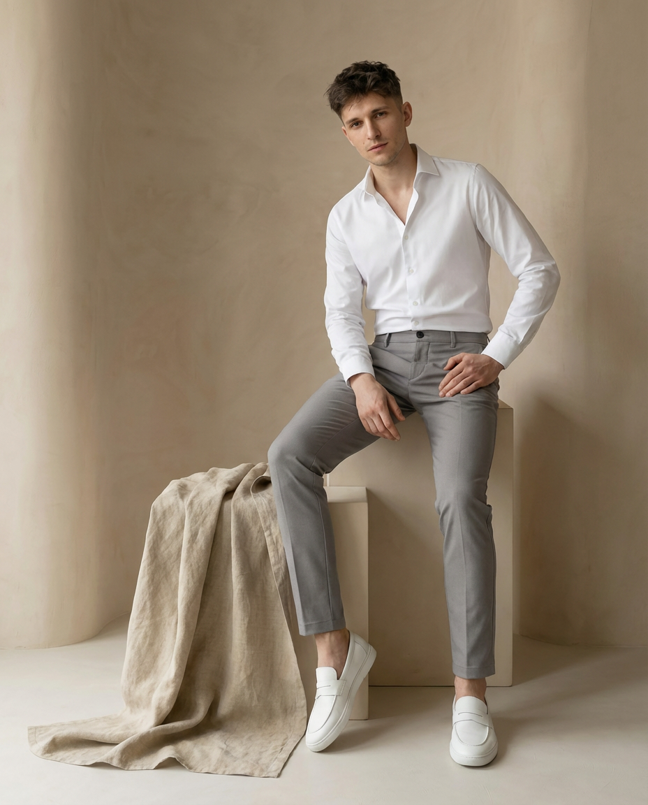 Spodnie Męskie Klasyczne | Dopasowany Krój | Płaski Przód | Do Pracy i na Spotkania