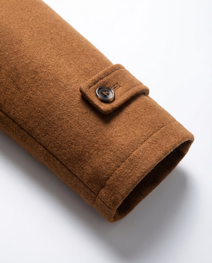 Męski Płaszcz z Podszewką i Stójką | Klasyczny Krój | Jesienno-Zimowy Styl - 7