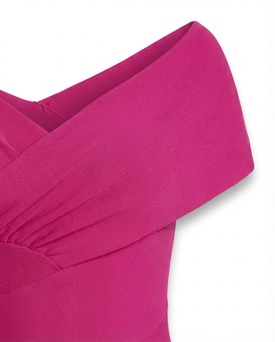 Sukienka Koktajlowa Sukienki Koktajlowe | Dopasowany Krój | Dekolt w Kształcie V | Na Wyjścia