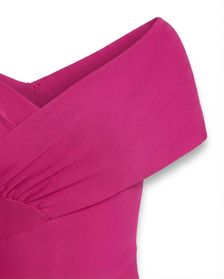 Sukienka Koktajlowa Sukienki Koktajlowe | Dopasowany Krój | Dekolt w Kształcie V | Na Wyjścia