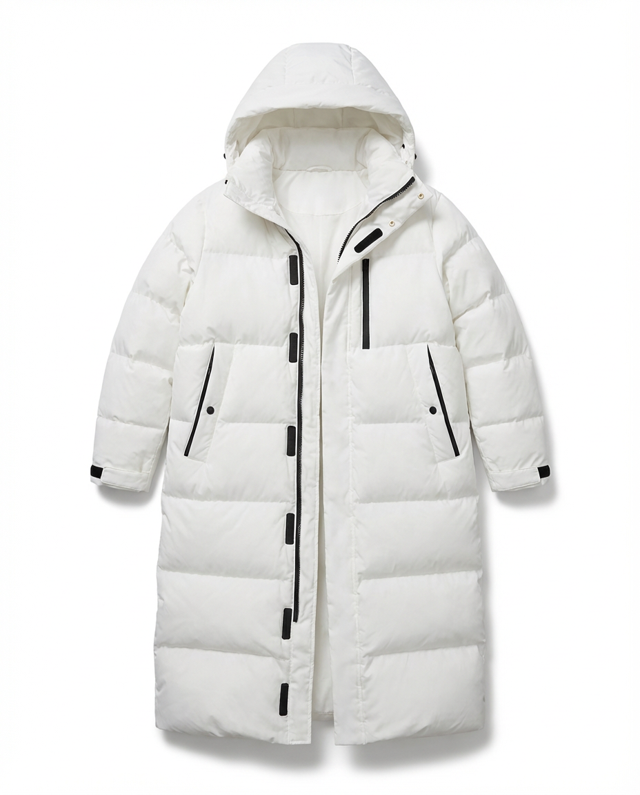 Długa Pikowana Kurtka z Kapturem | Oversize | Zimowy Komfort - 1