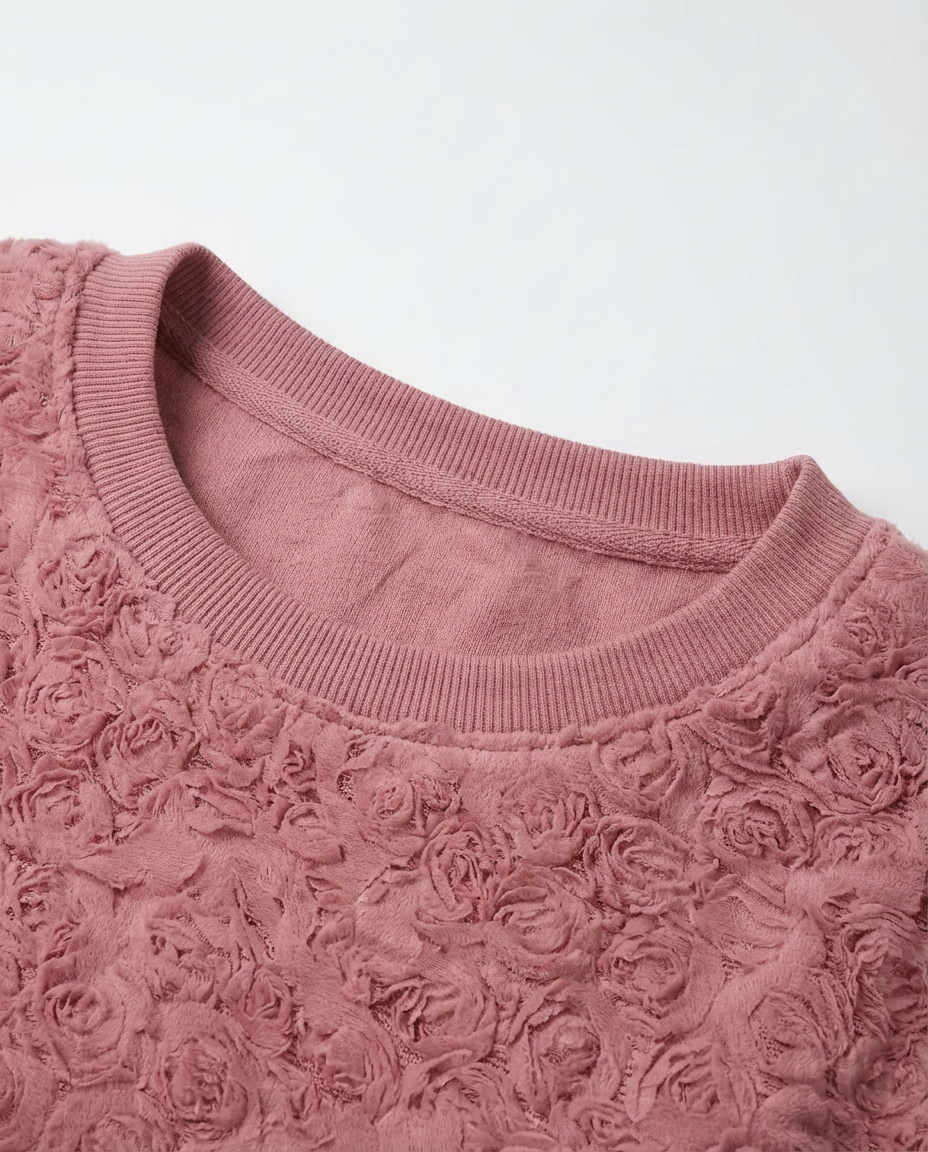 Bella Damska Bluza | Tłoczony Motyw, Miękka Faktura, Zamek przy Rękawie - 7