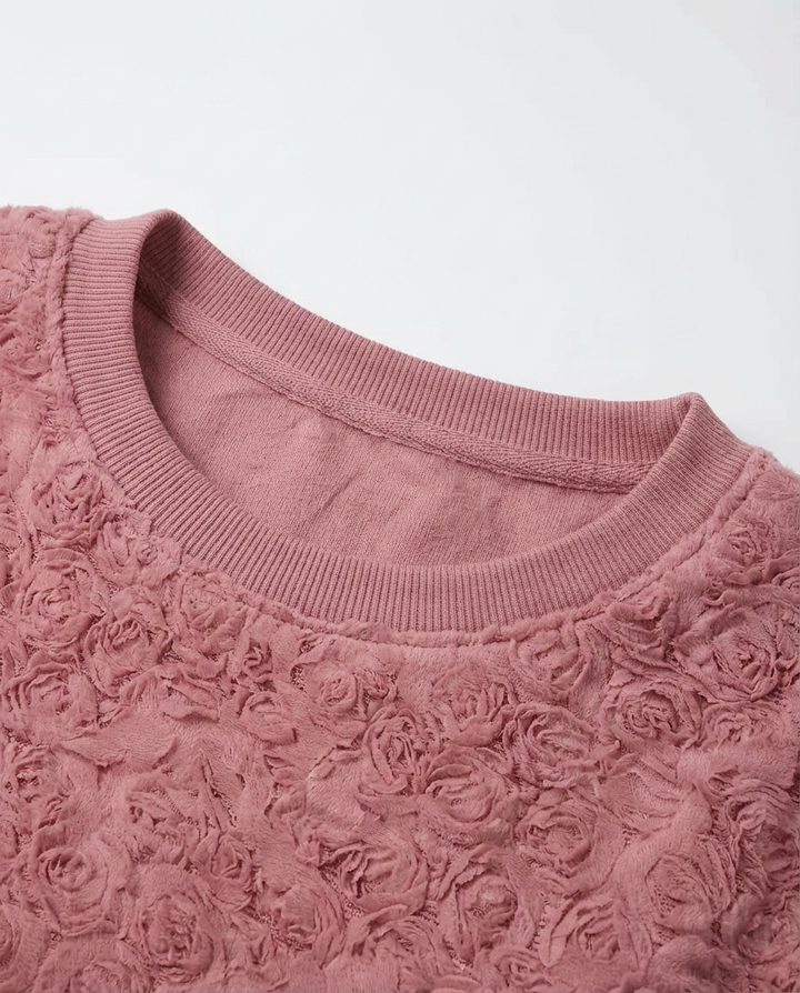 Bella Damska Bluza | Tłoczony Motyw, Miękka Faktura, Zamek przy Rękawie - 7