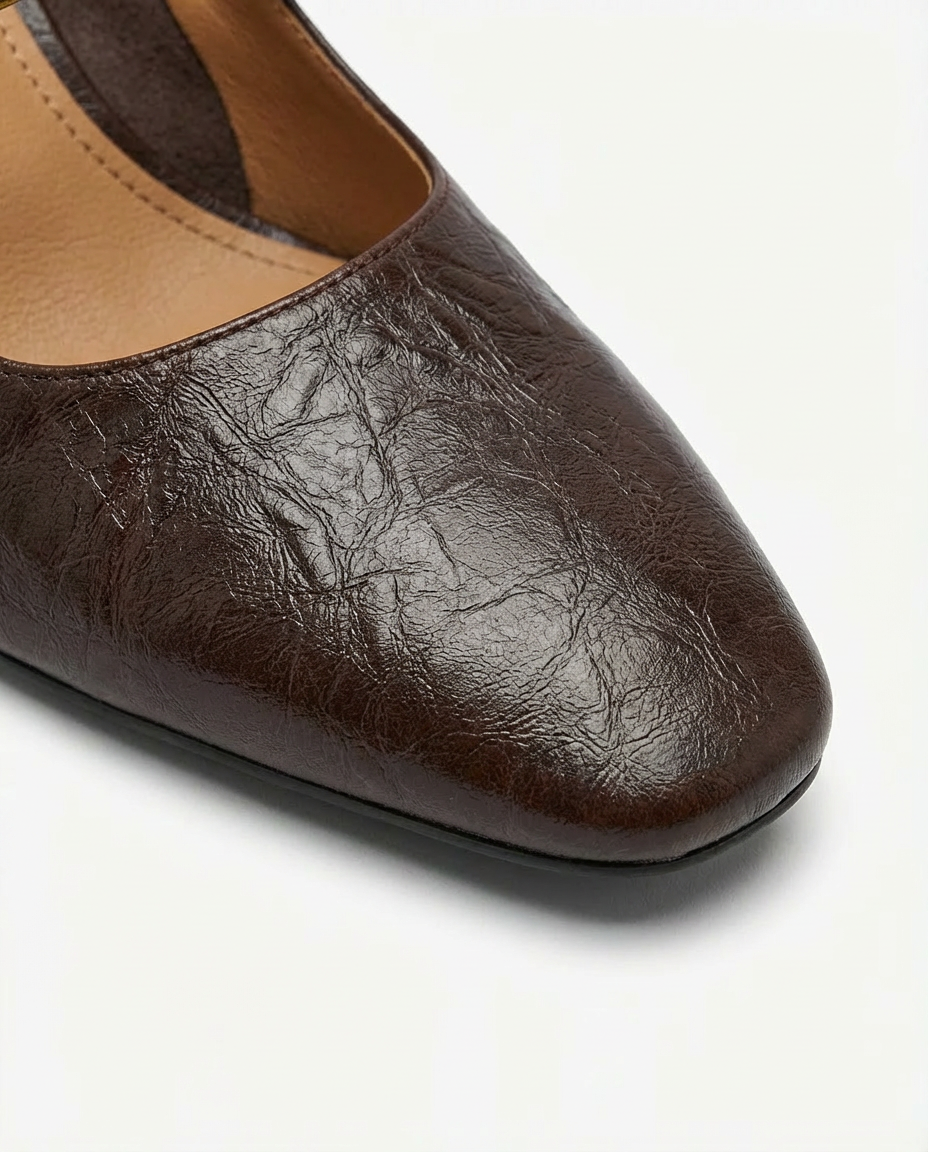 Szpilki Damskie Skórzane Mary Jane | Klasyczny Krój | Stabilny Obcas | Na Co Dzień