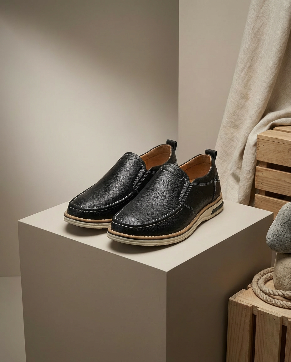 Skórzane mokasyny męskie | Klasyczny krój | Amortyzowany komfort | Na co dzień