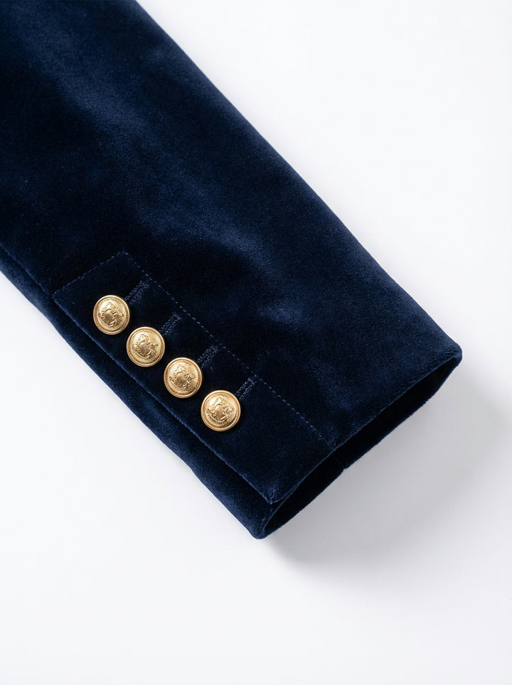 Damska Marynarka z Aksamitu | Klasyczny Krój | Jednorzędowe Zapięcie