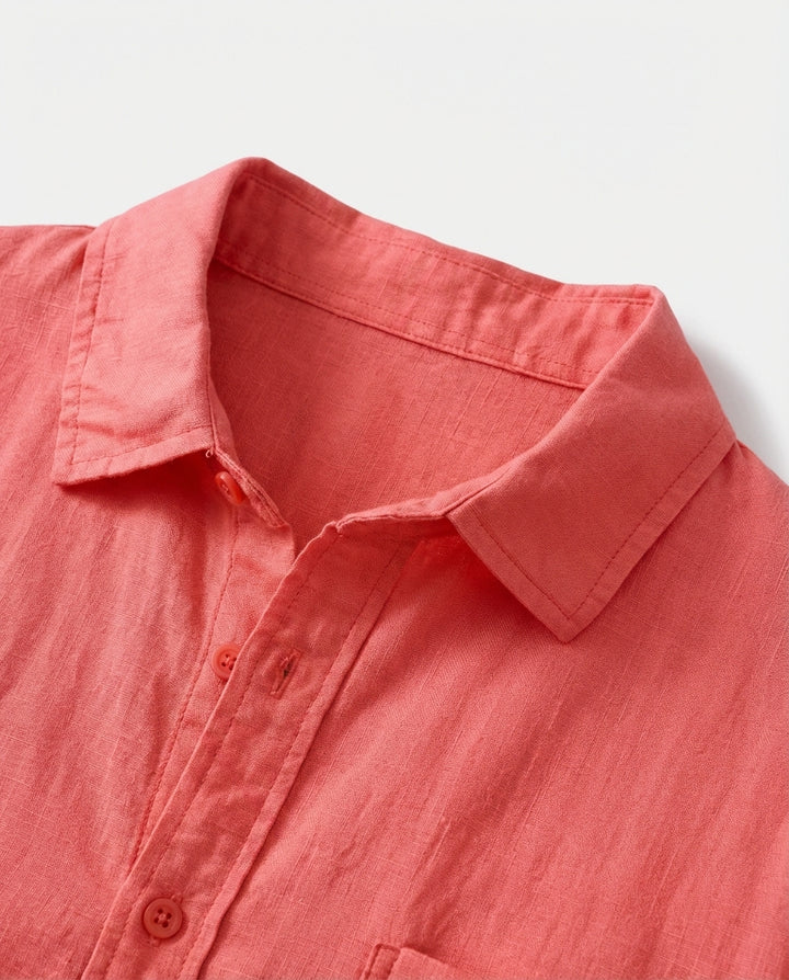 Koszula lniana męska | Luźny krój | Praktyczna kieszeń | Na lato