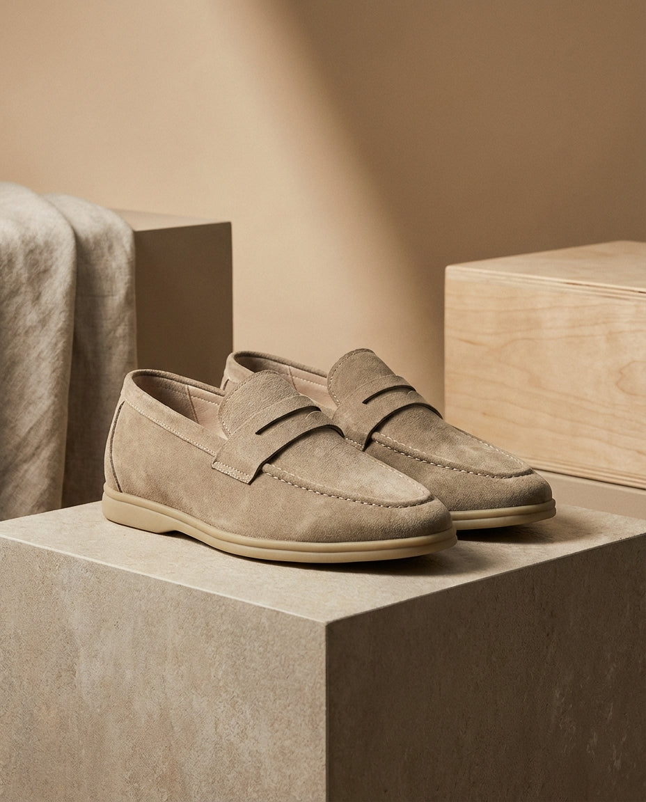 Mokasyny męskie zamszowe | Klasyczny krój | Wsuwane | Na wiosnę i lato