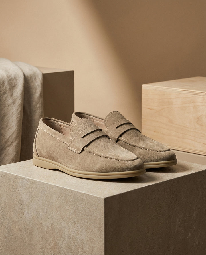 Mokasyny męskie zamszowe | Klasyczny krój | Wsuwane | Na wiosnę i lato