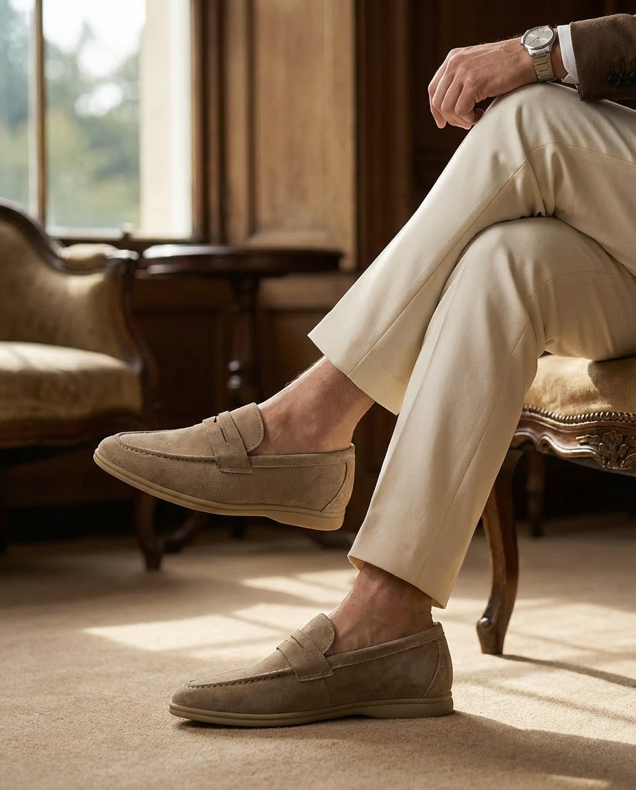 Mokasyny męskie zamszowe | Klasyczny krój | Wsuwane | Na wiosnę i lato