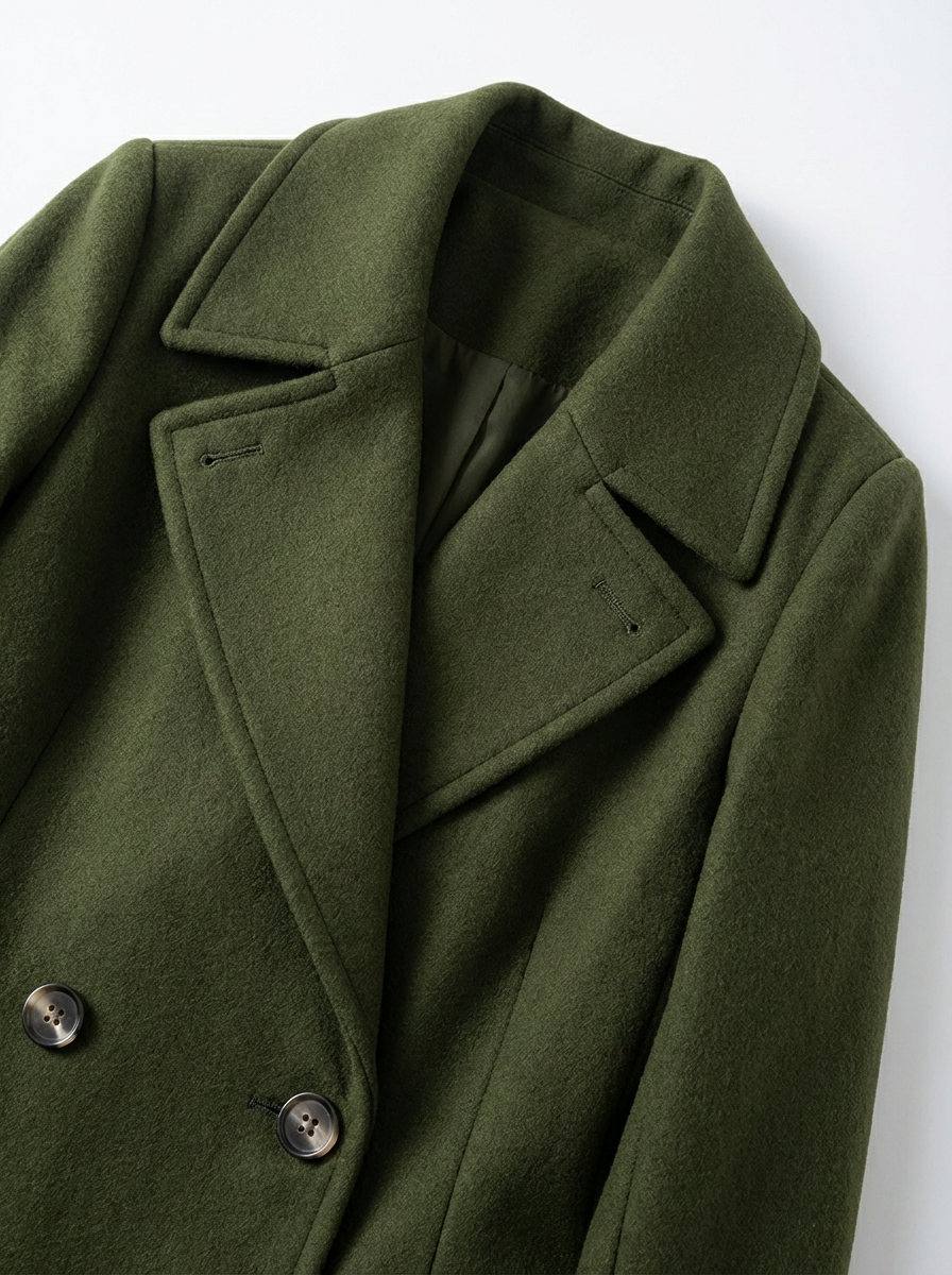 Płaszcz Damski Dwurzędowy | Długość Maxi | Klasyczny Kołnierz | Strukturalny Krój