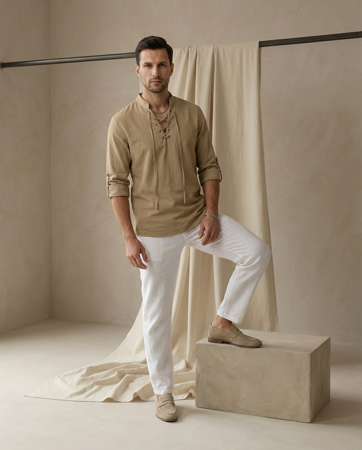 Luźna koszula męska | Elegancki krój | Oddychający materiał | Na chłodne wieczory