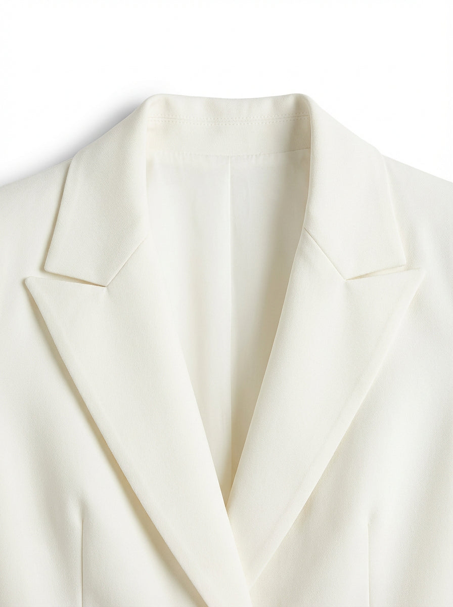 Elegancki Kombinezon Damski z Dekoltem w Serek | Marynarkowy Krój | Długie Rękawy | Szerokie Nogawki