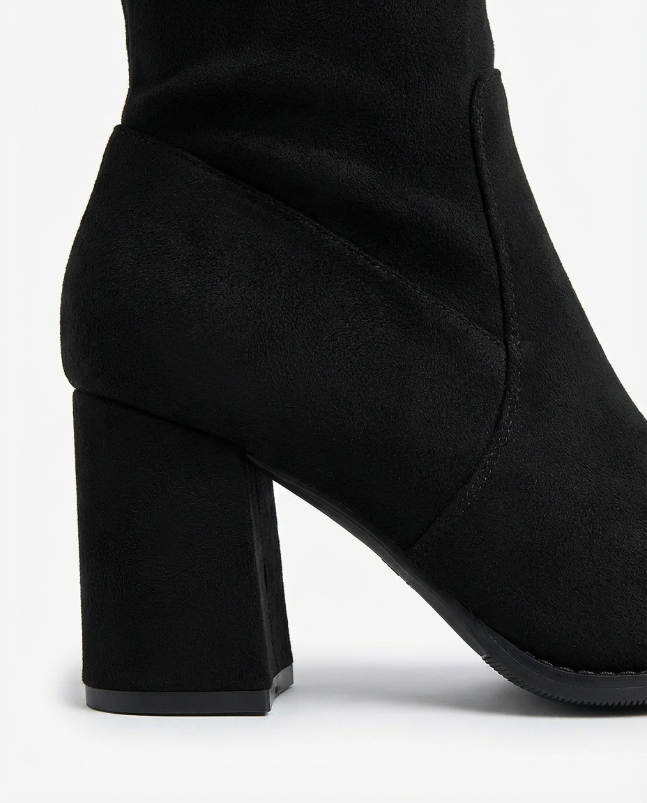 Kozaki Za Kolano Damskie | Zamszowy Efekt | Obcas Słupkowy | Styl na Jesień i Zimę - 6