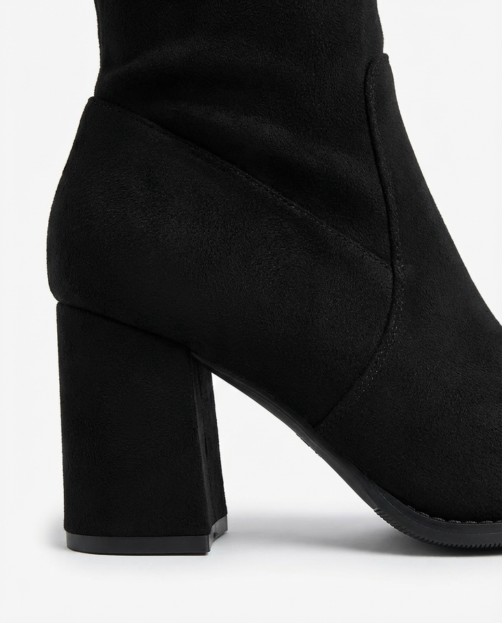 Kozaki Za Kolano Damskie | Zamszowy Efekt | Obcas Słupkowy | Styl na Jesień i Zimę - 6