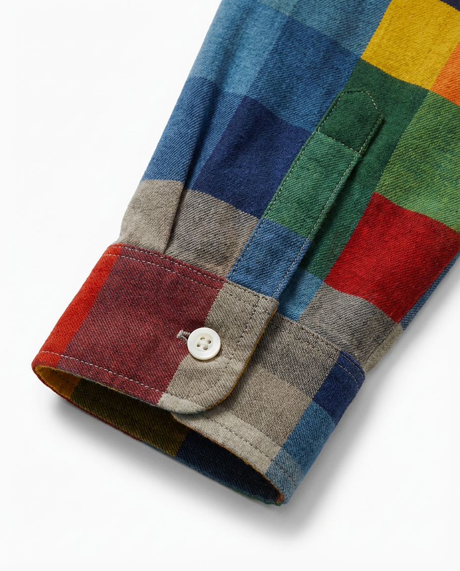 Męska Koszula w Stylu Patchwork | Luźny Krój | Bawełniana Tkanina | Artystyczny Design - 8