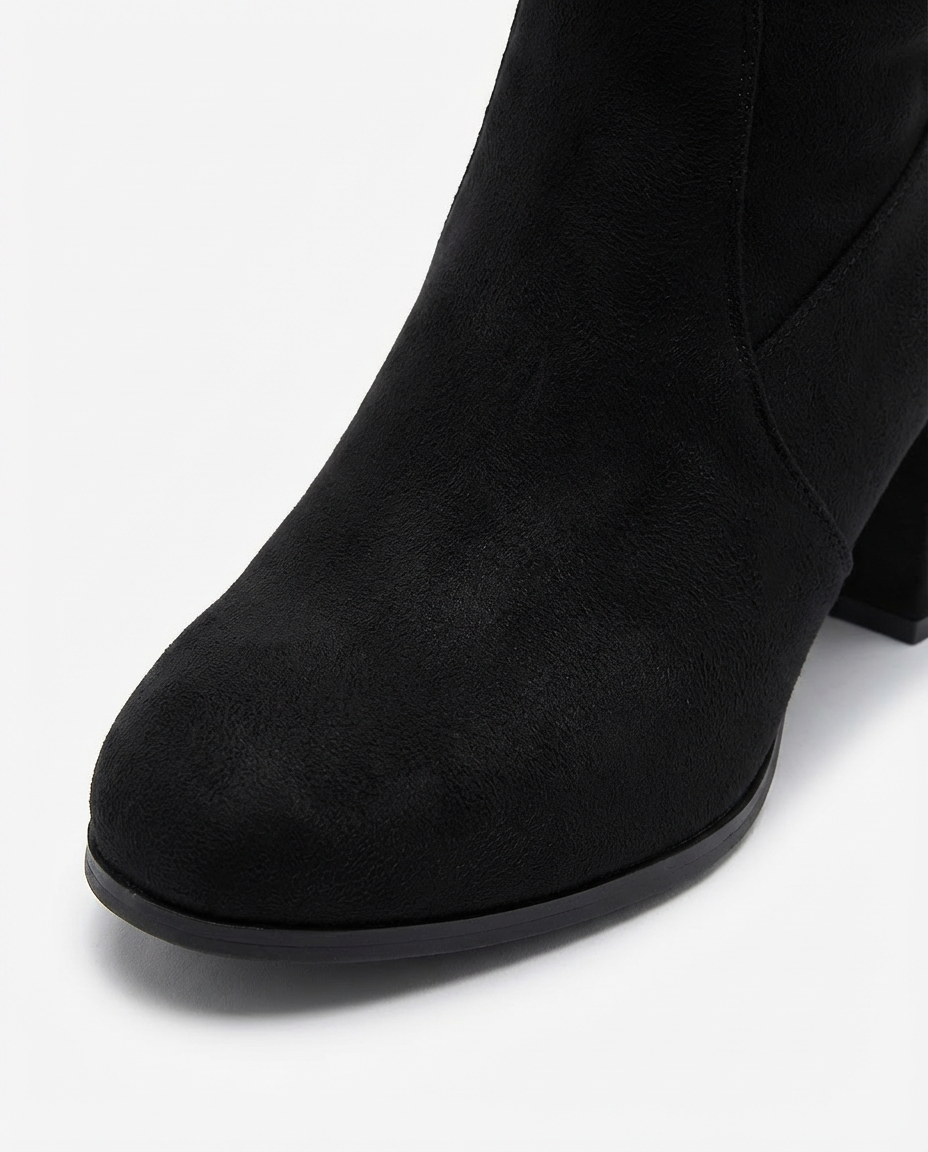 Kozaki Za Kolano Damskie | Zamszowy Efekt | Obcas Słupkowy | Styl na Jesień i Zimę - 8