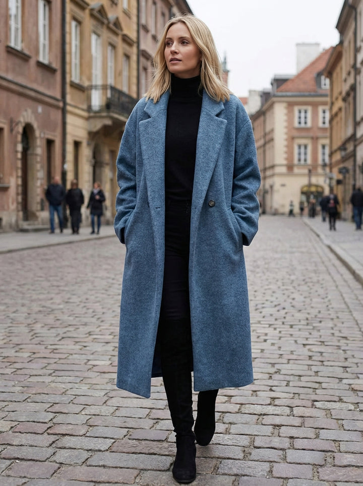 Płaszcz Damski Oversize | Miękka Wełniana Tkanina | Minimalistyczny Styl | Na Jesień i Zimę