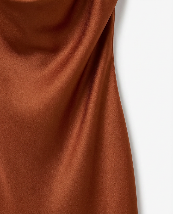 Sukienka Satynowa Maxi | Cienkie Ramiączka, Elegancka na Wesele - 8