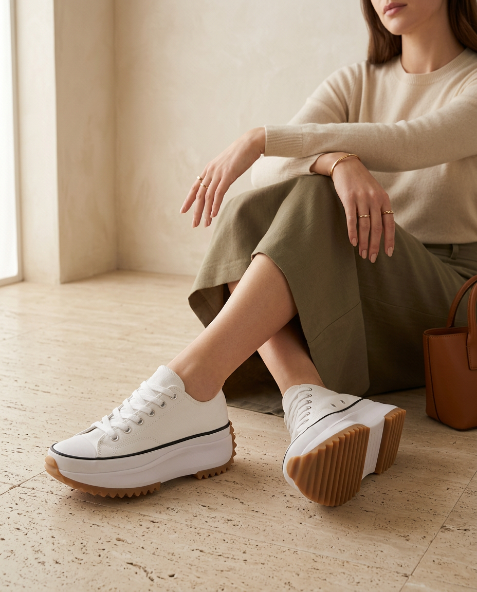Trampki Damskie Tenisówki | Wysoka Podeszwa | Wsuwany Styl | Na Co Dzień