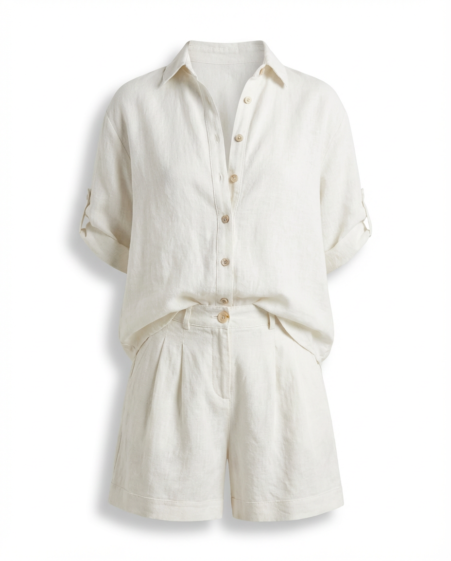 Damski Komplet Letni | Koszula z Krótkim Rękawem i Szorty | Lekki i Wygodny na Ciepłe Dni - 10