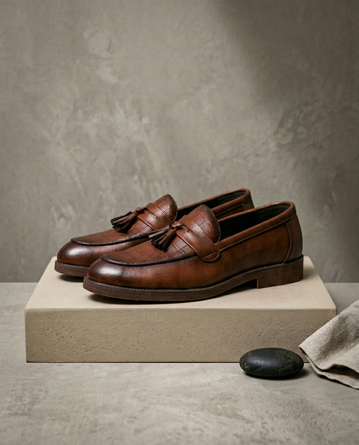 Eleganckie mokasyny męskie skórzane | Wsuwane | Z frędzlami | Na co dzień