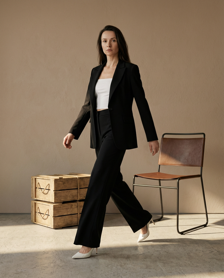 Damski Garnitur Dwuczęściowy | Elegancka Marynarka i Spodnie | Styl Biuro-Casual - 5