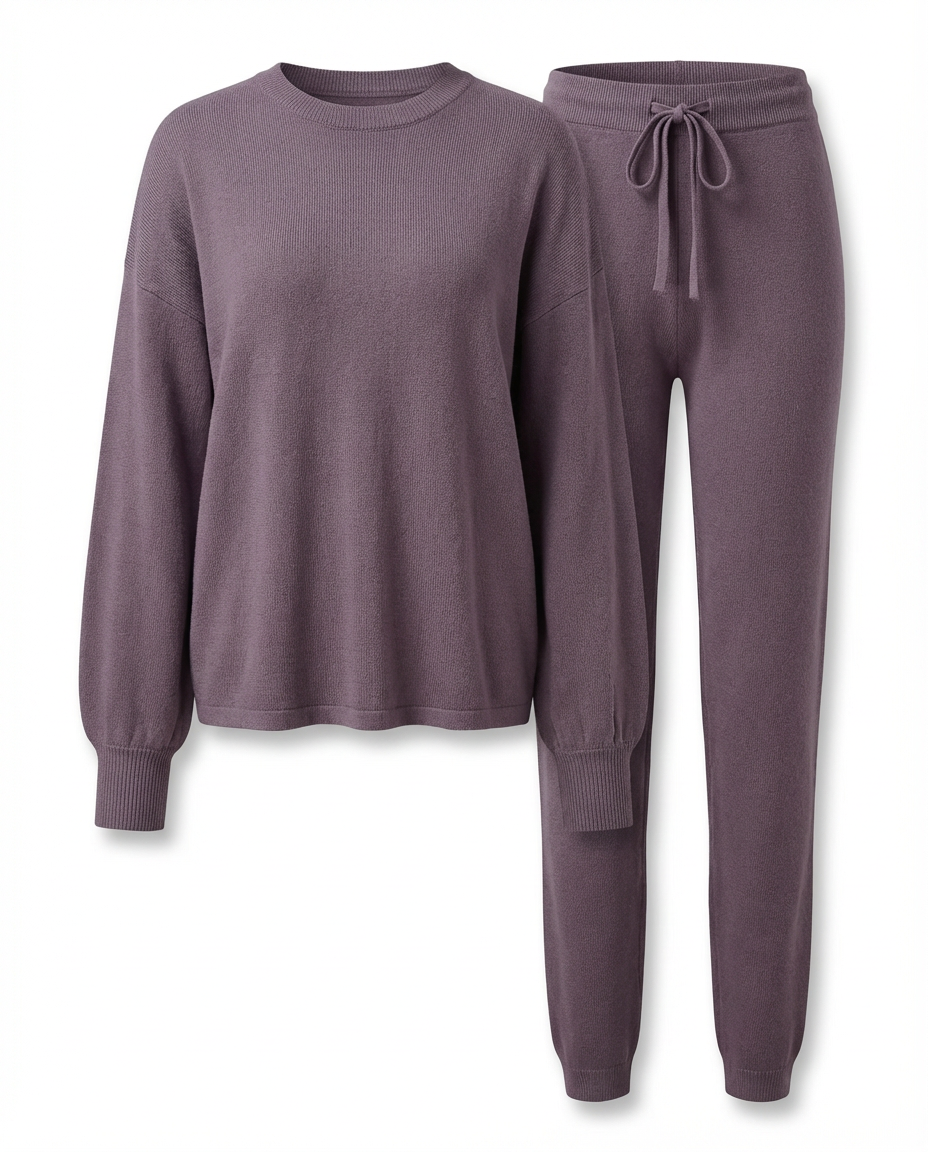 Daisy Dwuczęściowy Zestaw Domowy | Luźny Sweter z Golfem, Spodnie z Wysokim Stanem - 10