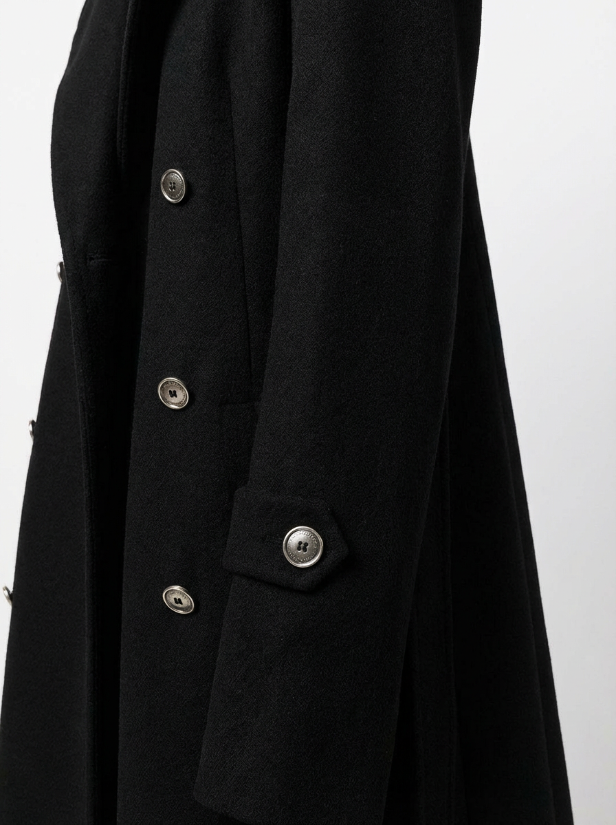 Płaszcz Damski Dwurzędowy | Długość Maxi | Klasyczny Kołnierz | Strukturalny Krój