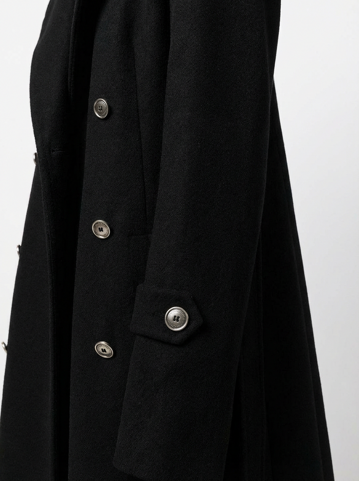 Płaszcz Damski Dwurzędowy | Długość Maxi | Klasyczny Kołnierz | Strukturalny Krój