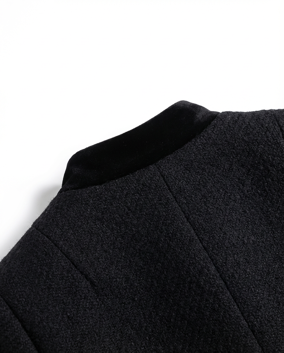 Marynarka Tweedowa | Taliowany Krój | Elegancja w Stylu Kontrastowym - 6