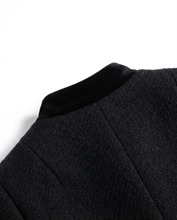 Marynarka Tweedowa | Taliowany Krój | Elegancja w Stylu Kontrastowym - 6