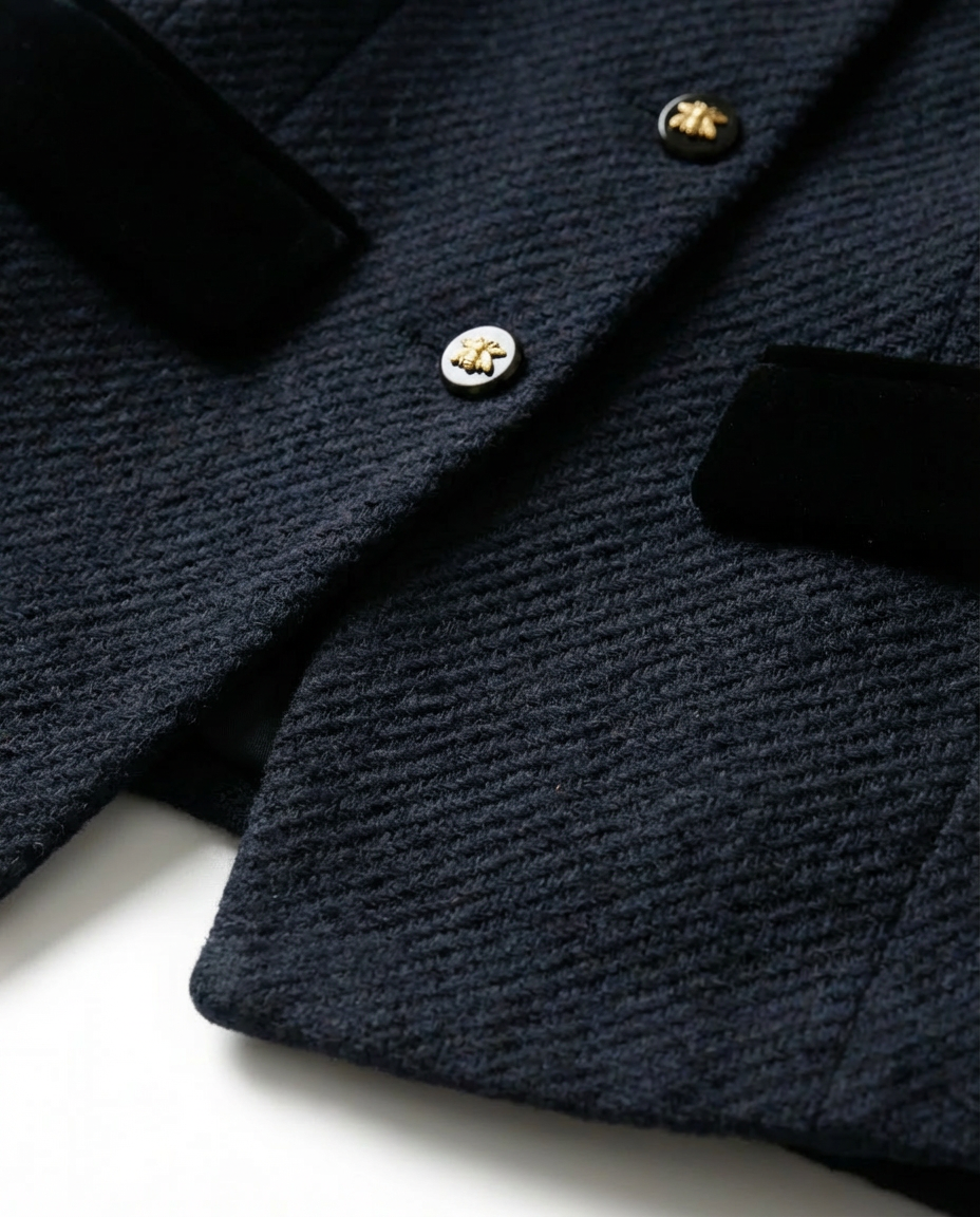 Marynarka Tweedowa | Taliowany Krój | Elegancja w Stylu Kontrastowym - 7