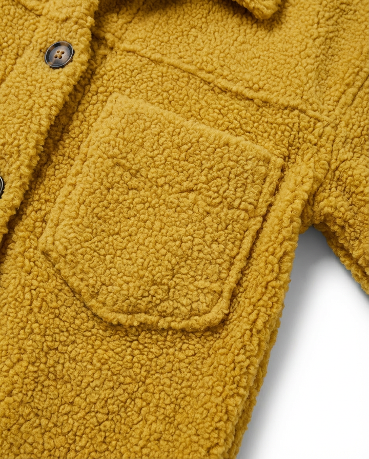 Damska Kurtka z Baranka | Krótki Fason | Guziki i Kieszenie | Styl Casual na Co Dzień - 8