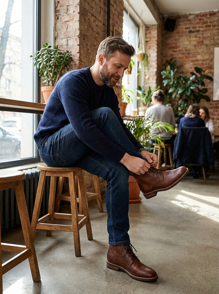 Buty Męskie Skórzane Sznurowane | Klasyczne Trzewiki | Styl Casual i Elegancki