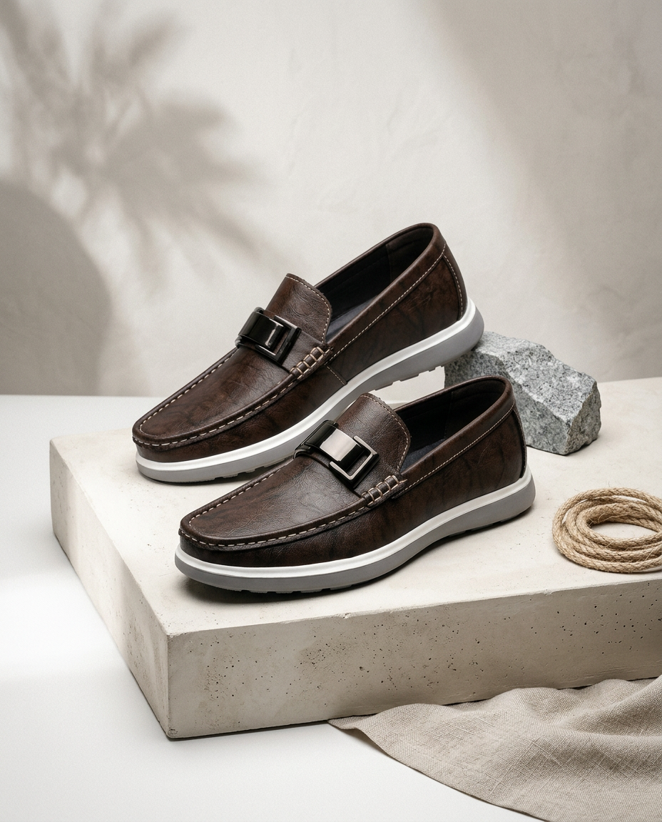 Mokasyny męskie skórzane | Klasyczny krój | Wygodne wsuwane | Na co dzień