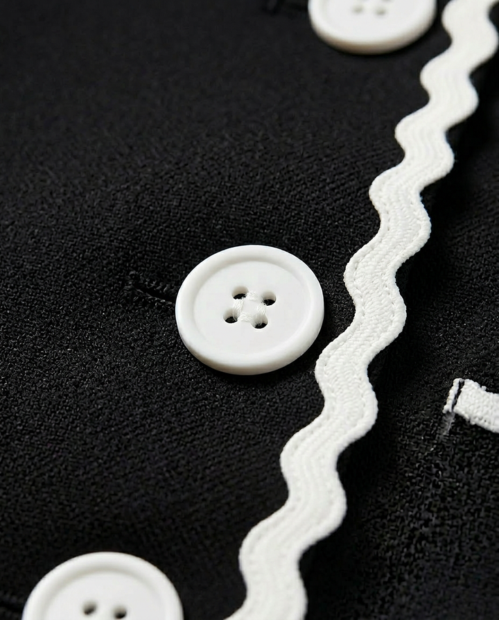 Marynarka Damska Elegancka | Regularny Krój | Kontrastowe Wykończenia | Do Pracy i Na Wiosnę