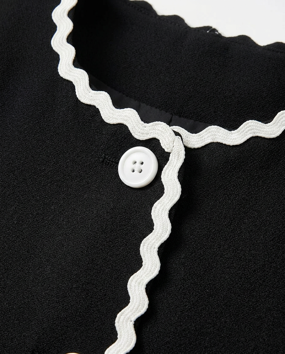 Marynarka Damska Elegancka | Regularny Krój | Kontrastowe Wykończenia | Do Pracy i Na Wiosnę