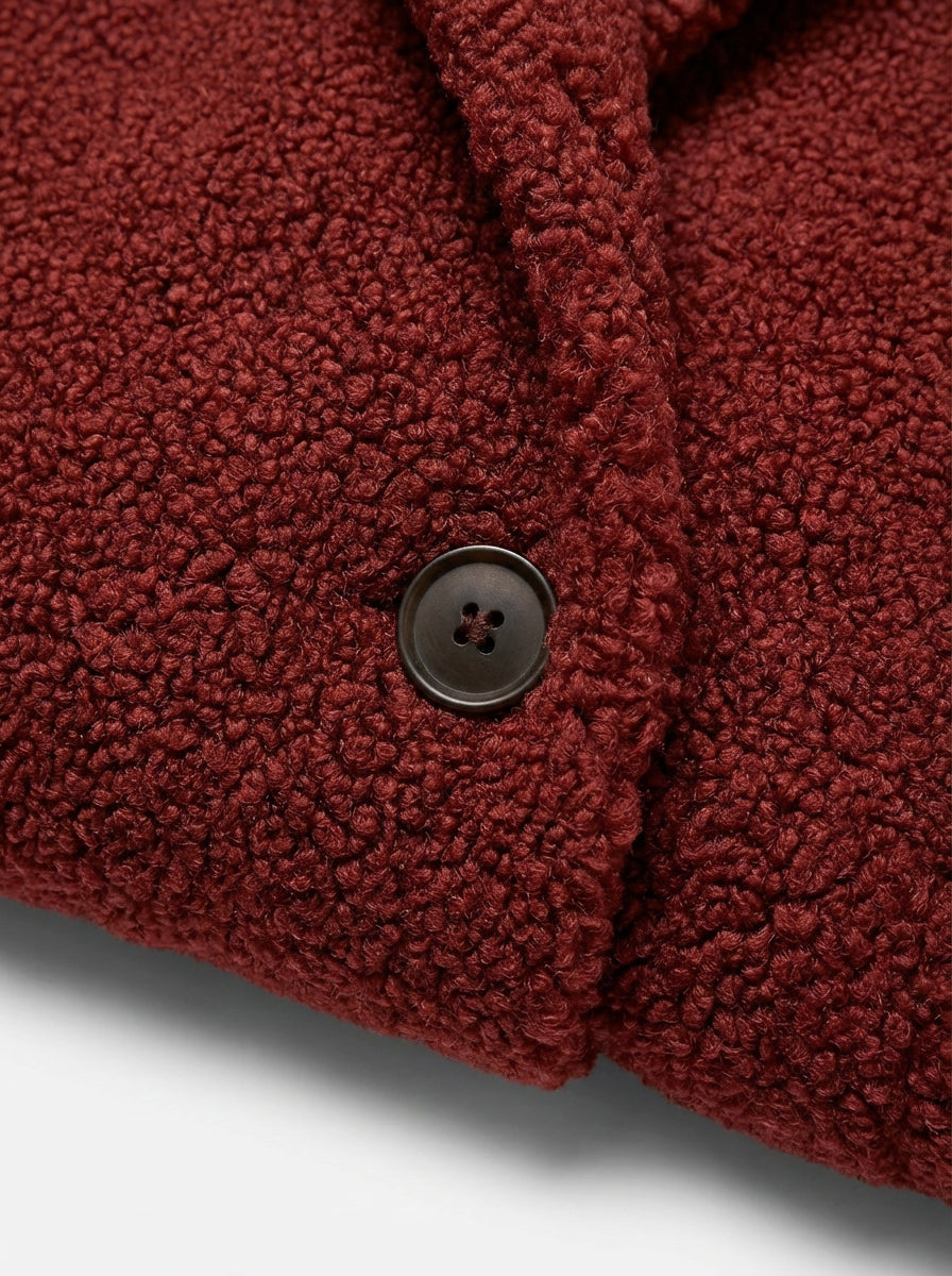 Długi Płaszcz Teddy z Kapturem | Miękki Materiał | Elegancki Fason