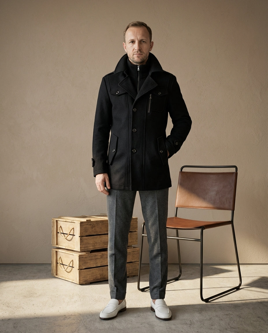 Ciepła męska kurtka zimowa | Dopasowany krój | Materiał wiatroszczelny | Na jesień i zimę