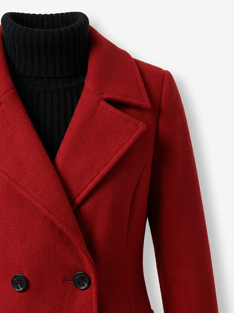 Płaszcz Damski Dwurzędowy | Długość Maxi | Klasyczny Kołnierz | Strukturalny Krój