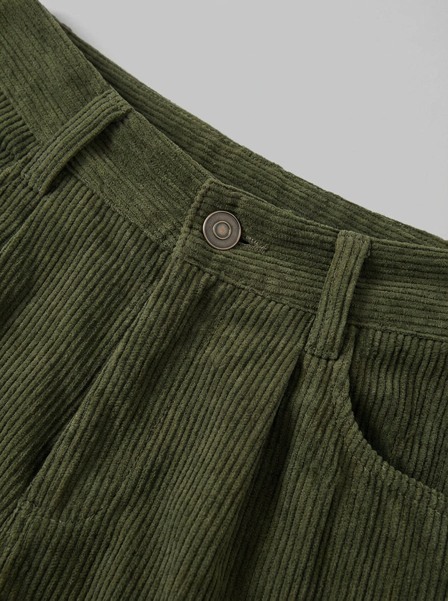 Damskie Sztruksowe Spodnie Casual | Luźny Krój | Wysoki Stan | Styl Vintage