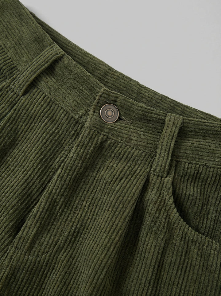 Damskie Sztruksowe Spodnie Casual | Luźny Krój | Wysoki Stan | Styl Vintage