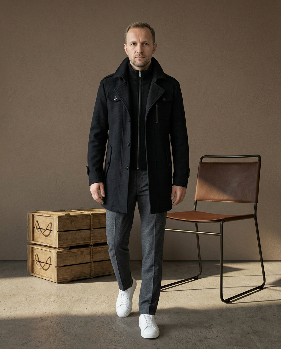 Ciepła męska kurtka zimowa | Dopasowany krój | Materiał wiatroszczelny | Na jesień i zimę