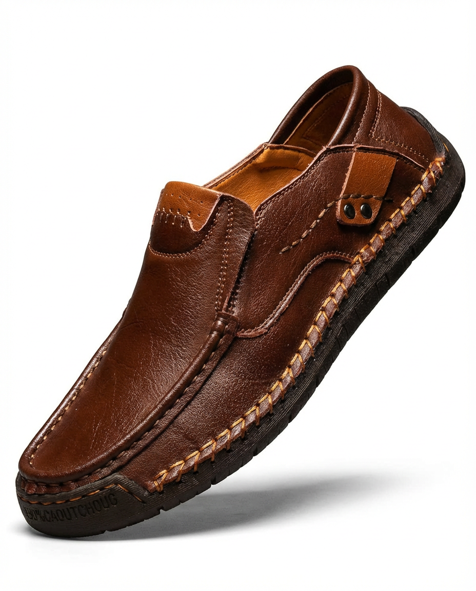 Mokasyny Męskie Skórzane Klasyczne | Dopasowany Krój | Wygodna Amortyzacja | Do Pracy i Na Co Dzień