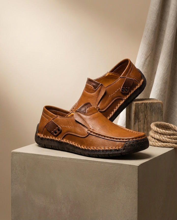 Mokasyny Męskie Skórzane Klasyczne | Dopasowany Krój | Wygodna Amortyzacja | Do Pracy i Na Co Dzień