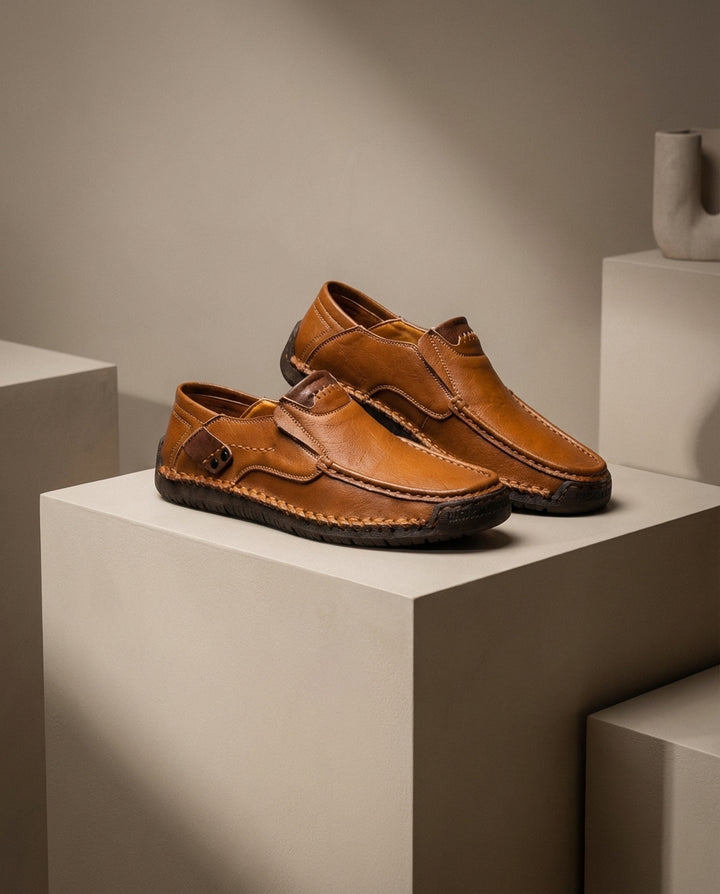 Mokasyny Męskie Skórzane Klasyczne | Dopasowany Krój | Wygodna Amortyzacja | Do Pracy i Na Co Dzień