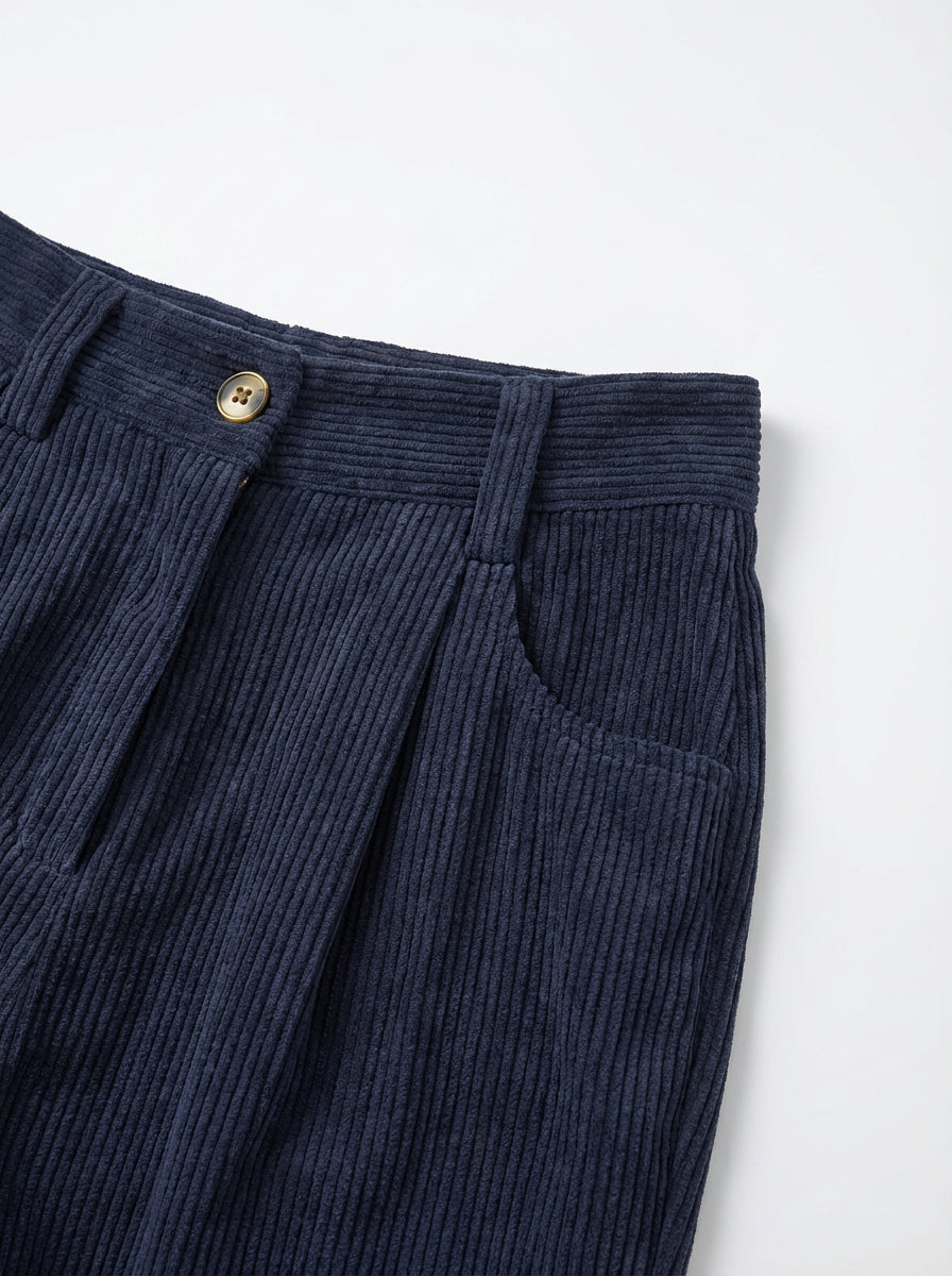 Damskie Sztruksowe Spodnie Casual | Luźny Krój | Wysoki Stan | Styl Vintage