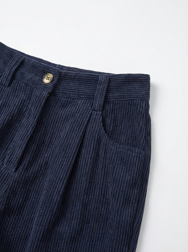 Damskie Sztruksowe Spodnie Casual | Luźny Krój | Wysoki Stan | Styl Vintage